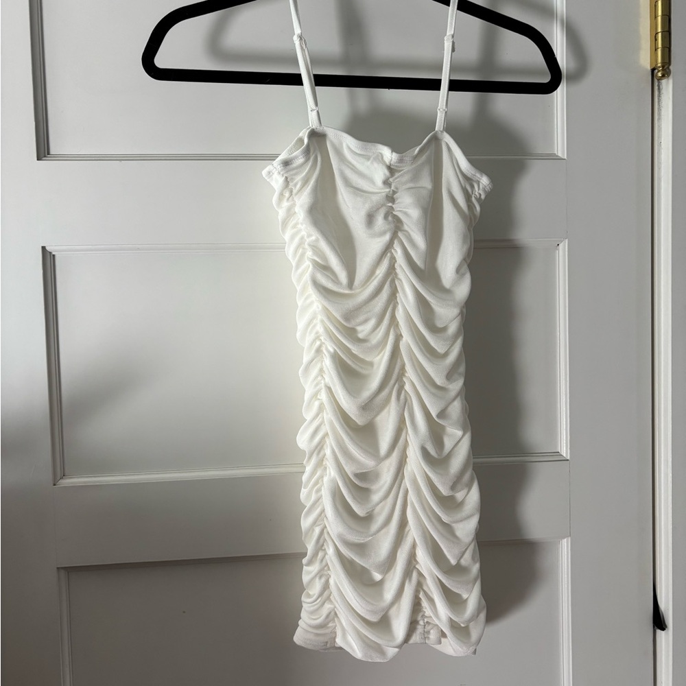 SHEIN White Ruched Mini Slip Dress